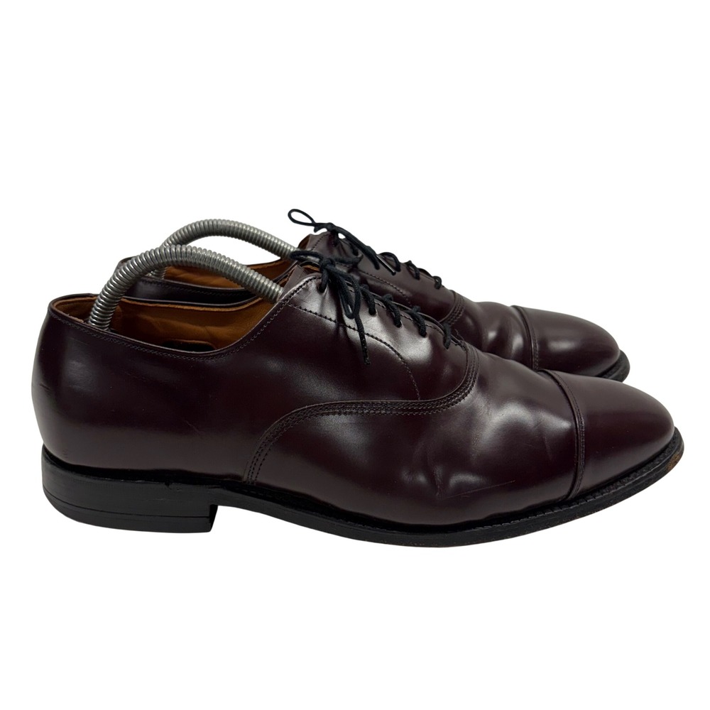 Allen Edmonds Oxford Mens 9 D Burgundy Park Avenue Leather Cap Toe Dress Shoes